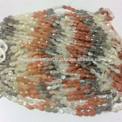 Shop Multi Moonstone Faceted Oval Beads Strand