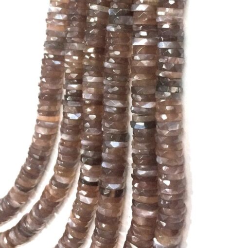 Shop Chocolate Moonstone Faceted Heishi Tyre Beads