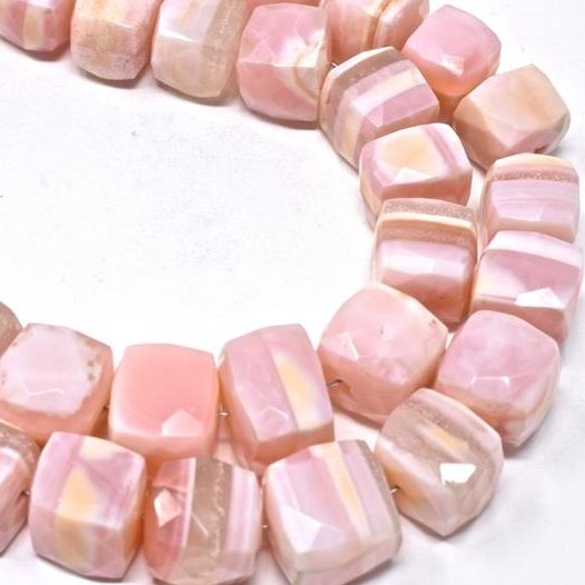 Shop Natural Pink Opal Faceted Box Beads Strand