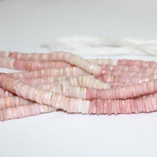 Shop Pink Opal Faceted Heishi Tyre Beads Strand
