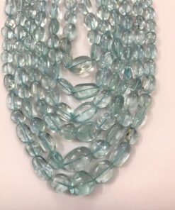 Shop Blue Aquamarine Smooth Tumble Nuggets Beads