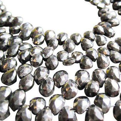 Shop Natural Pyrite Faceted Pear Beads Strand - FREE SHIPPING