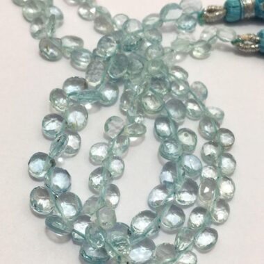 Shop Blue Aquamarine Faceted Heart Beads Strand