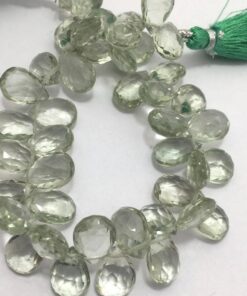 Shop Green Amethyst Faceted Pear Beads Strand