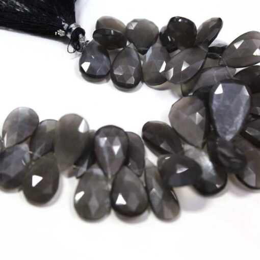 Shop Gray Moonstone Faceted Pear Beads Strand
