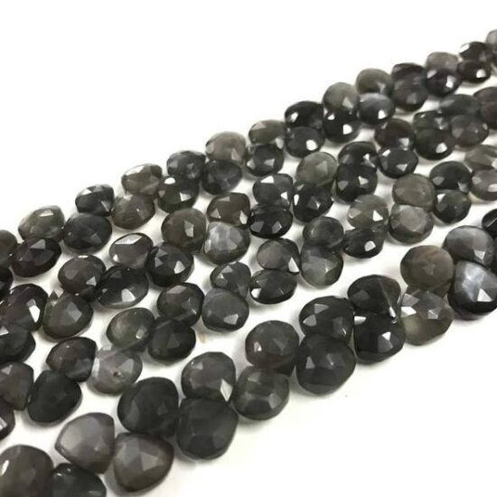 Shop Gray Moonstone Faceted Heart Beads Strand