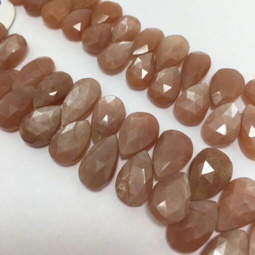 Shop Peach Moonstone Faceted Pear Beads Strand