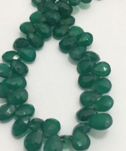 Shop Natural Green Onyx Faceted Pear Beads Strand