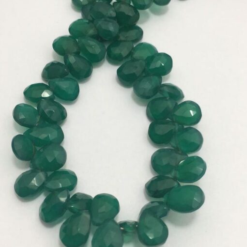 Shop Natural Green Onyx Faceted Pear Beads Strand