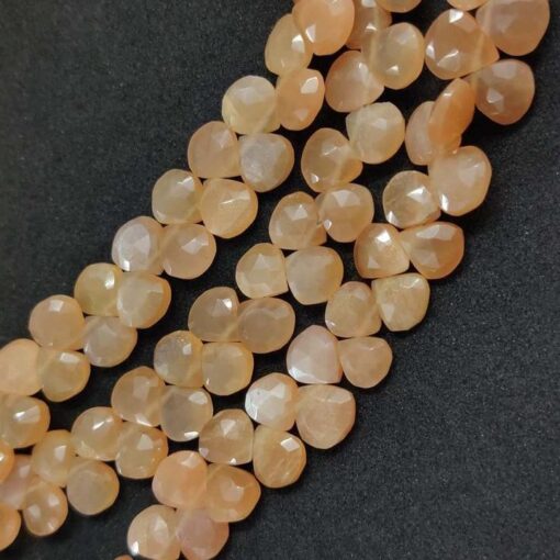 peach moonstone heart beads