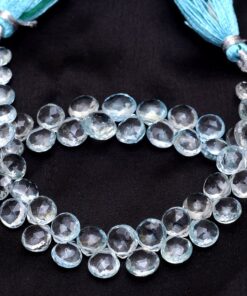 Shop Sky Blue Topaz Faceted Heart Beads Strand