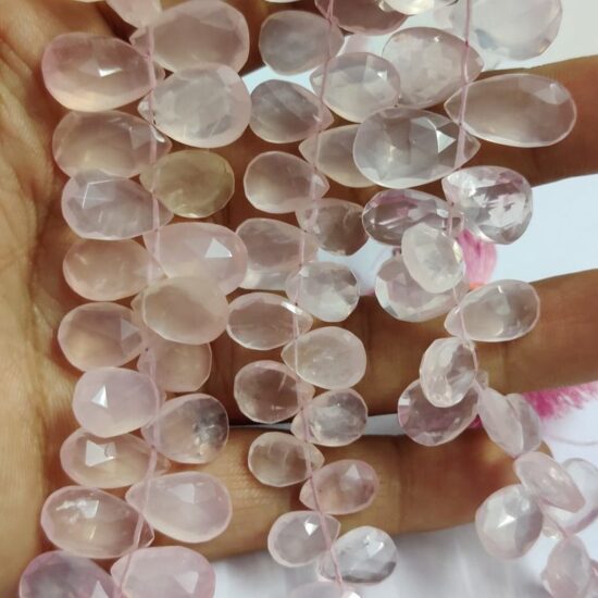 Shop Natural Rose Quartz Faceted Pear Beads Strand