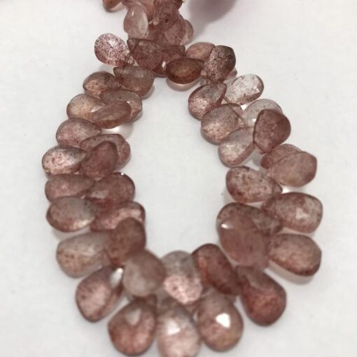 Shop Strawberry Quartz Faceted Pear Beads Strand