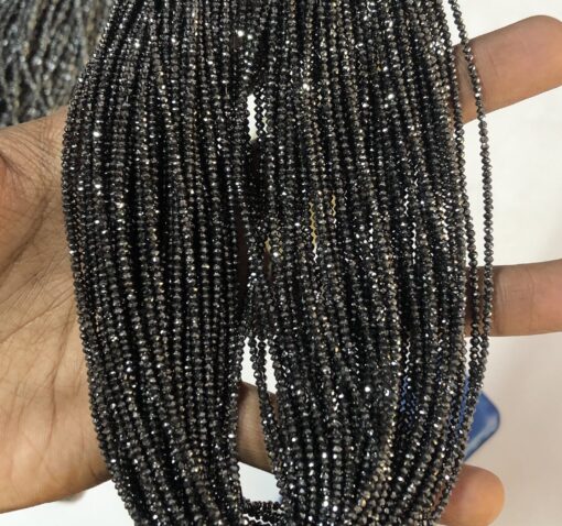 Shop AAA Black Diamond Faceted Rondelle Beads Strand