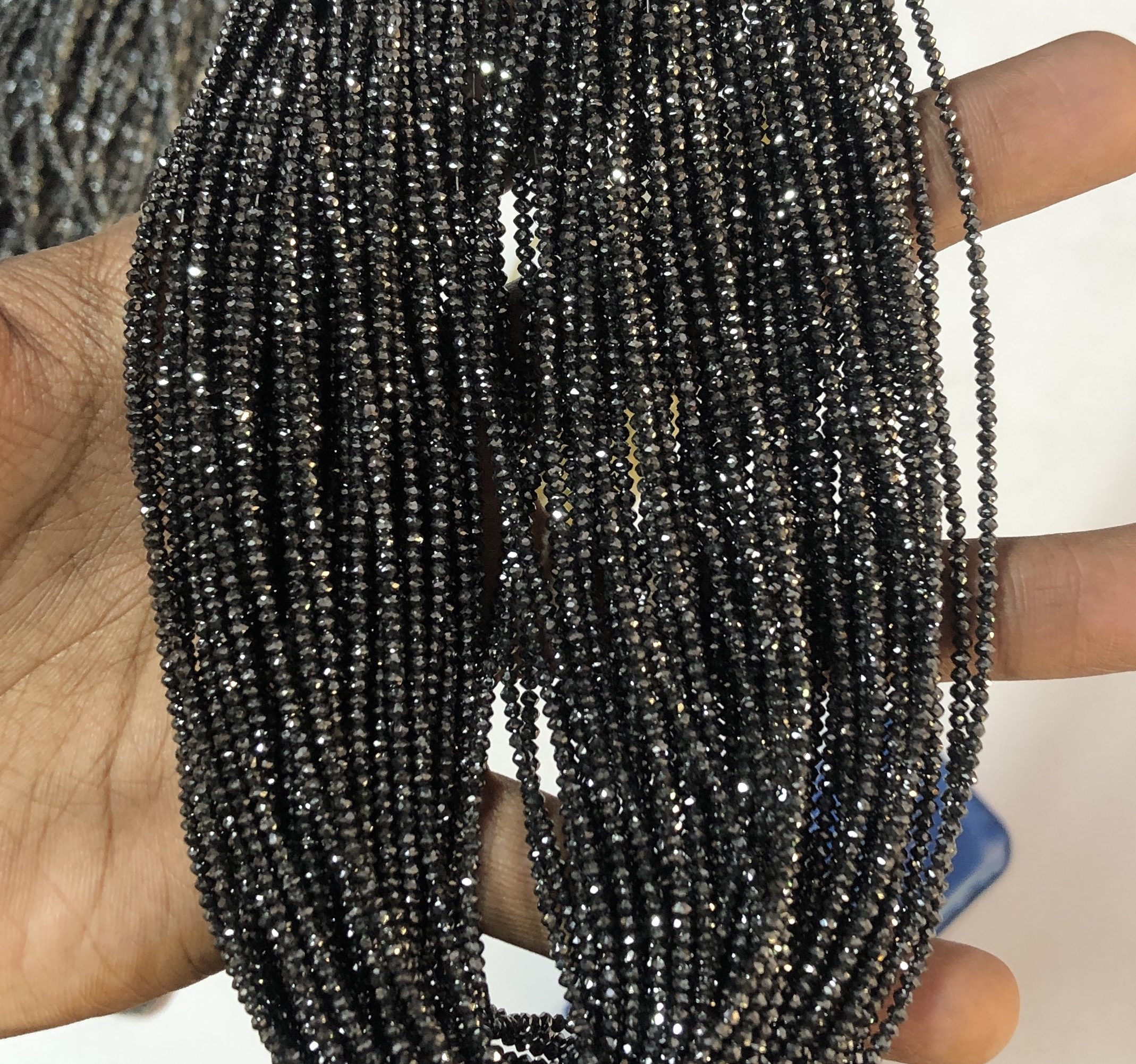 Shop Black Diamond Faceted Rondelle Beads Strand - FREE SHIPPING