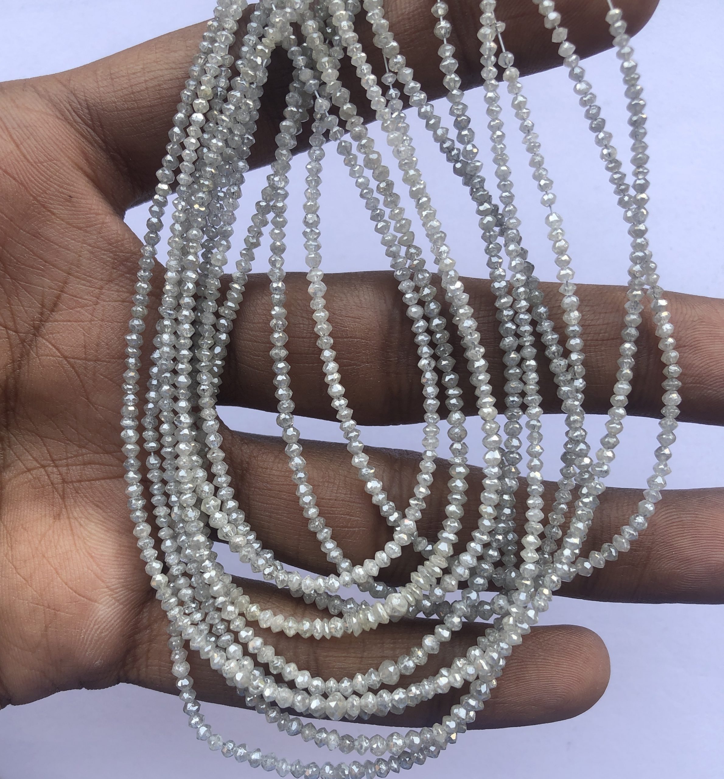 Shop Gray Diamond Faceted Rondelle Beads Strand - FREE SHIPPING