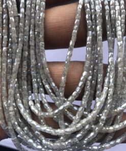 Shop AAA Gray Diamond Faceted Long Pipe Tube Beads Strand