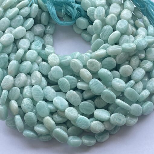 Natural Blue Green Amazonite Smooth Oval Beads Strand