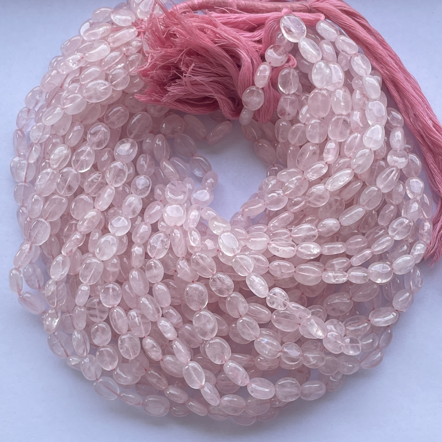 Natural Rose Quartz Smooth Oval Beads Strand Natural Rose Quartz Smooth Oval Beads Strand