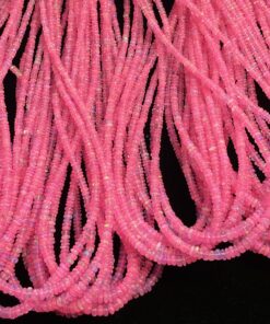 Natural Baby Neon Pink Ethiopian Opal Smooth Rondelle Beads Strand