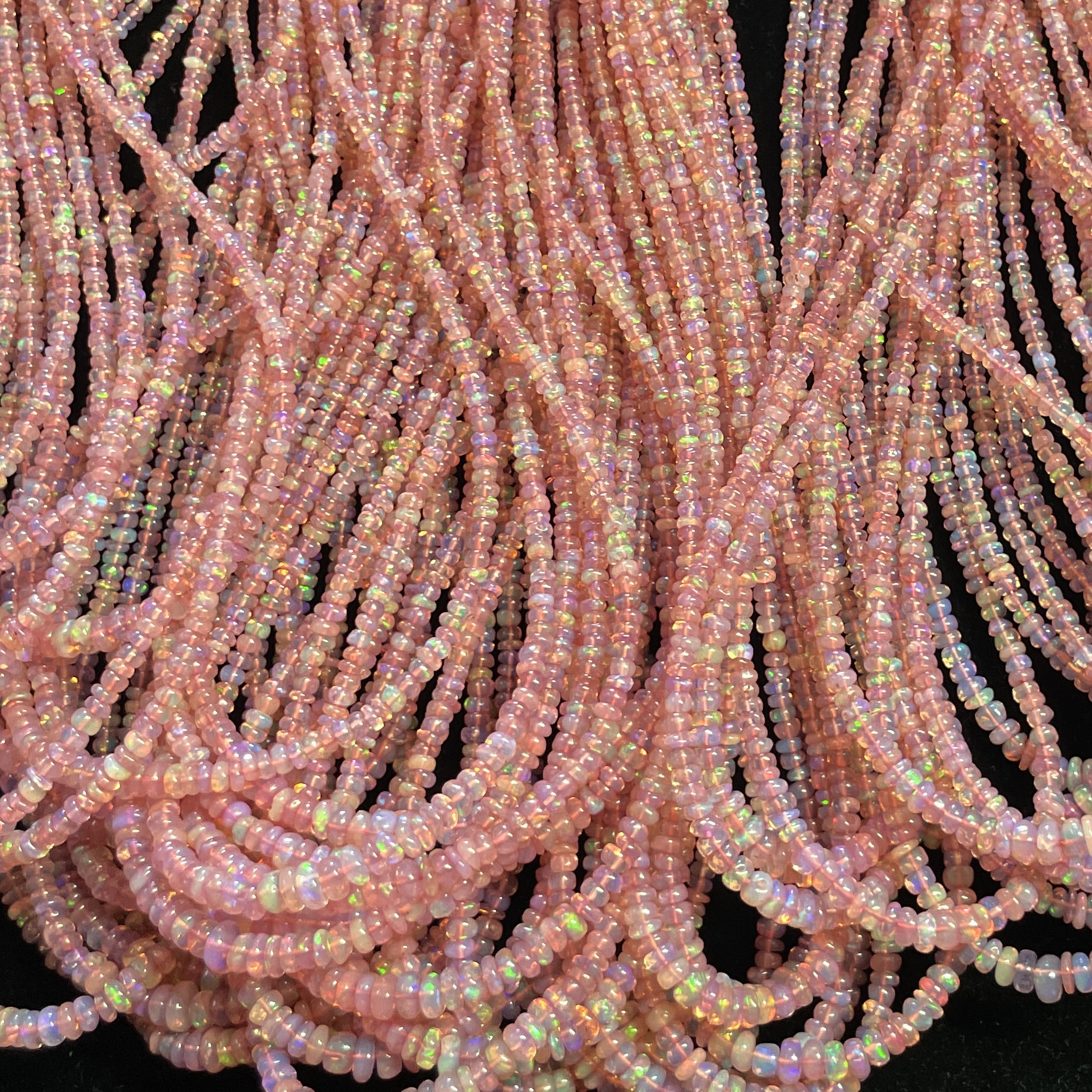 Natural Rose Pink Ethiopian Opal Smooth Rondelle Beads Strand Natural Rose Pink Ethiopian Opal Smooth Rondelle Beads Strand