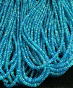 Natural Paraiba Blue Ethiopian Opal Smooth Rondelle Beads Strand