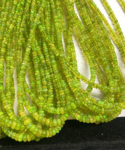 Natural Peridot Parrot Green Ethiopian Opal Smooth Rondelle Beads Strand Neon