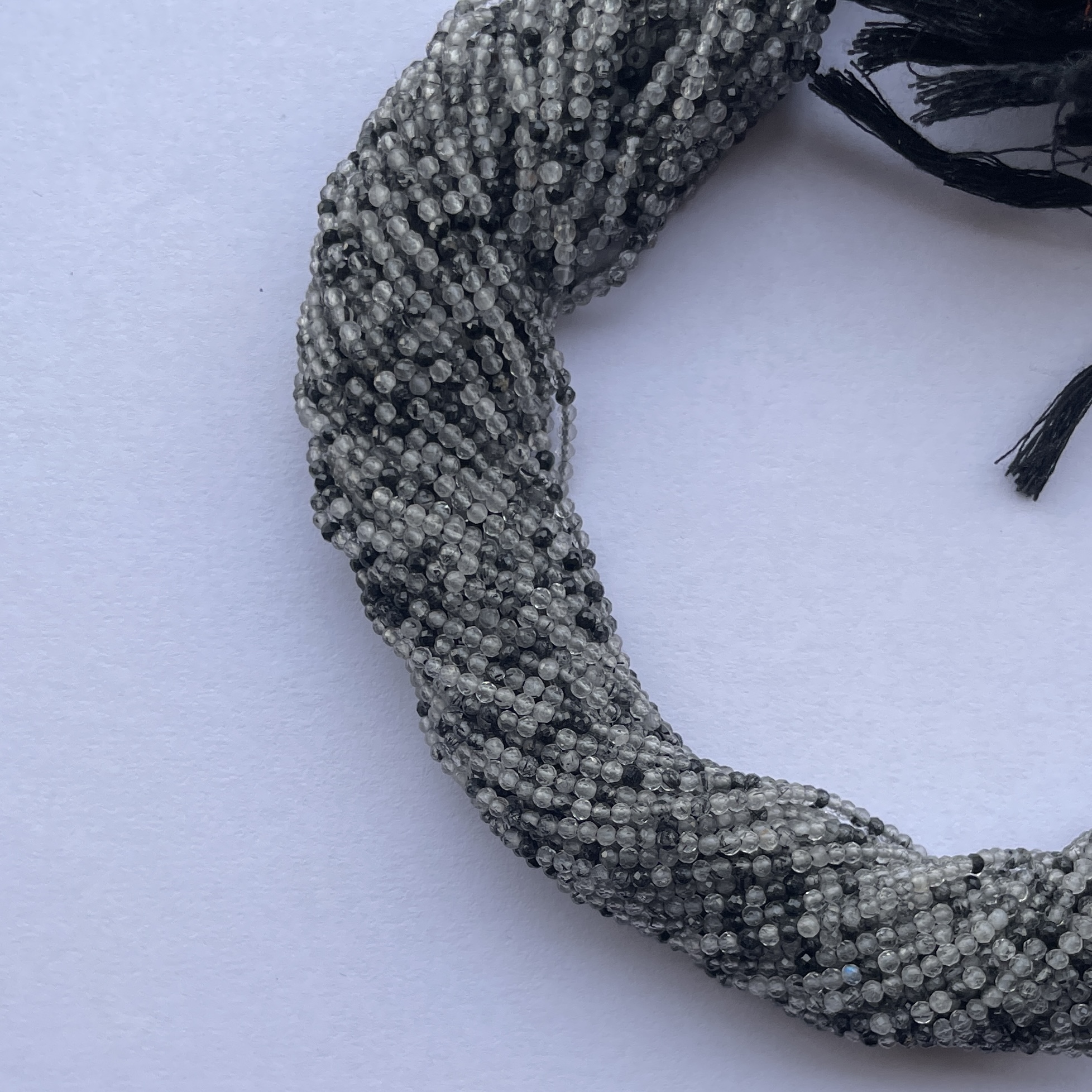 2mm Natural Micro Black Rutile Stone Faceted Beads Strand 2mm Natural Micro Black Rutile Stone Faceted Beads Strand