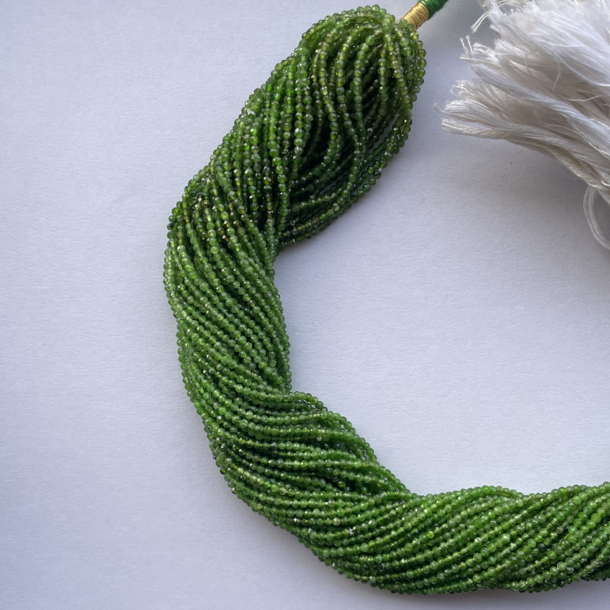 2mm Natural Micro Chrome Diopside Stone Faceted Beads Strand 2mm Natural Micro Chrome Diopside Stone Faceted Beads Strand