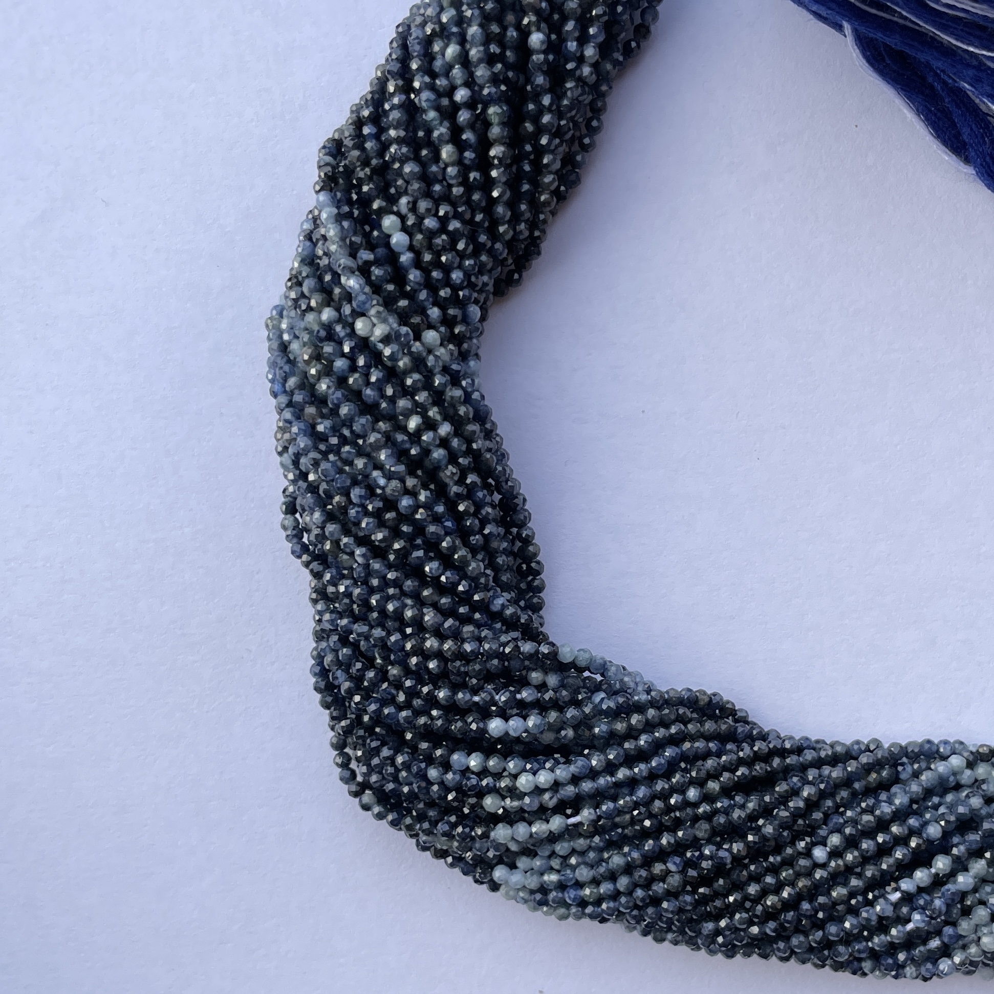 2mm Natural Micro Blue Sapphire Stone Faceted Beads Strand 2mm Natural Micro Blue Sapphire Stone Faceted Beads Strand