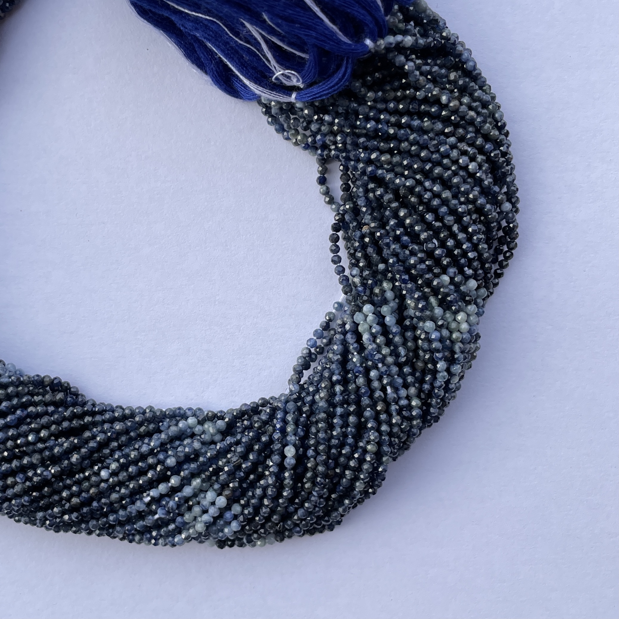 2mm Natural Micro Blue Sapphire Stone Faceted Beads Strand 2mm Natural Micro Blue Sapphire Stone Faceted Beads Strand