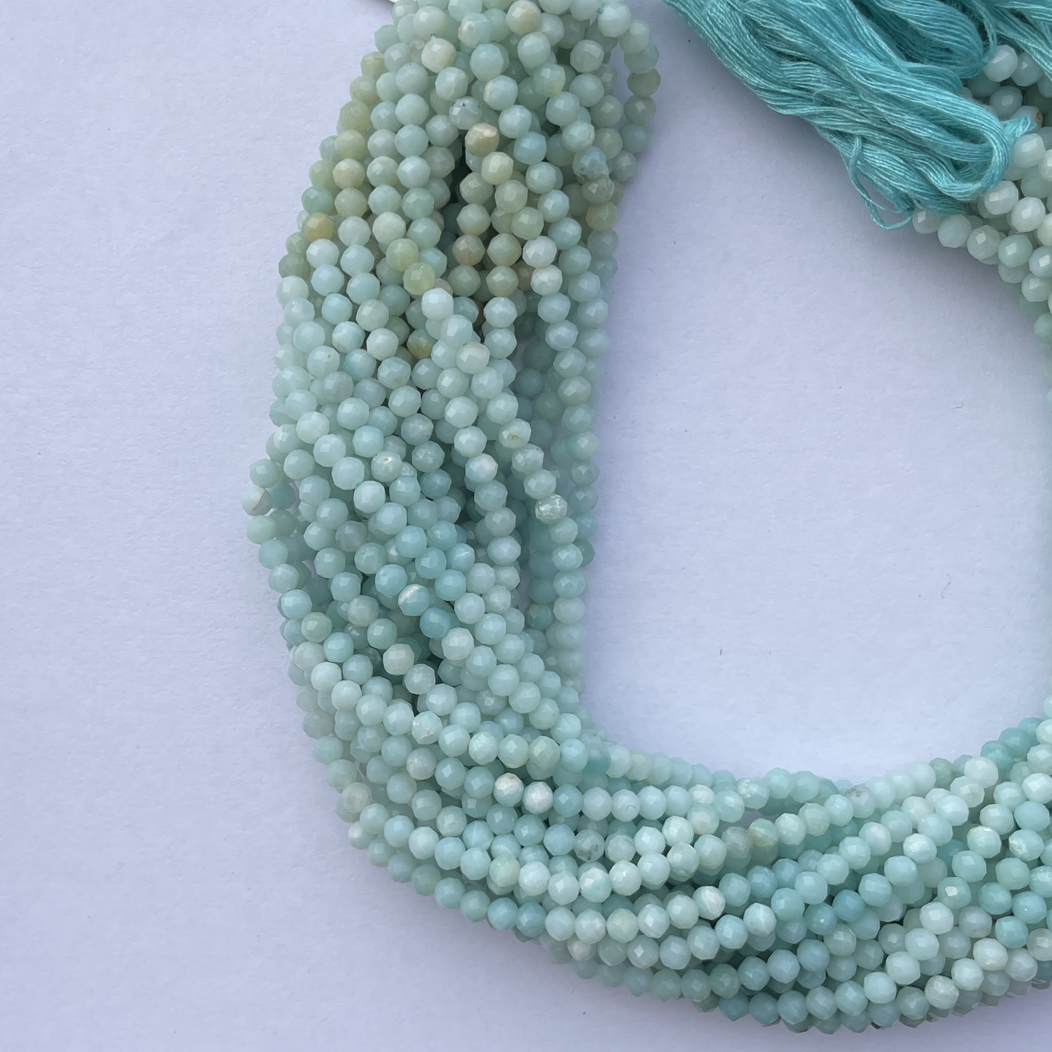 2mm Natural Micro Ombre Amazonite Stone Faceted Beads Strand 2mm Natural Micro Ombre Amazonite Stone Faceted Beads Strand