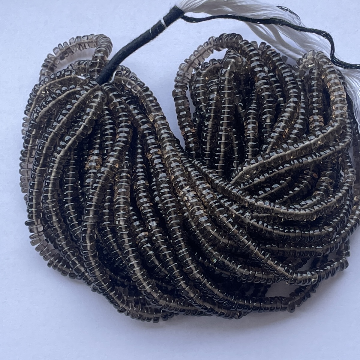 5mm Natural Smoky Quartz Stone Smooth Heishi Tyre Beads Strand 5mm Natural Smoky Quartz Stone Smooth Heishi Tyre Beads Strand