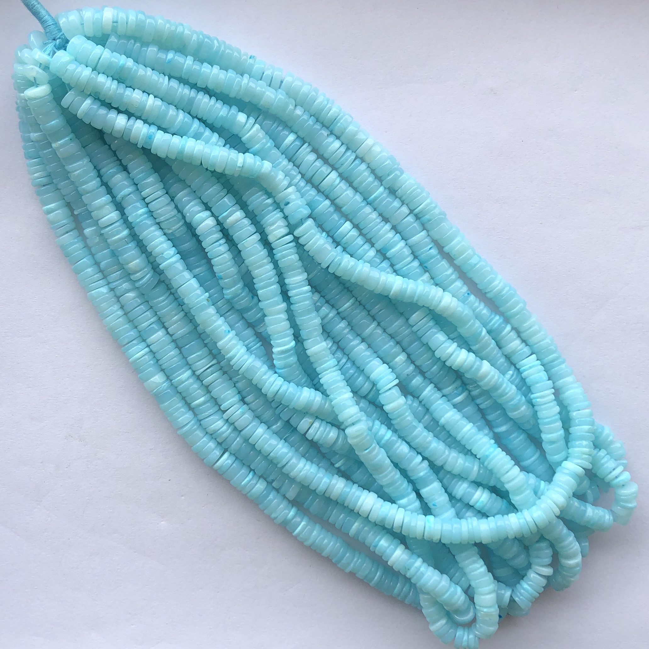 Shop 5mm 6mm Natural Sea Blue Opal Stone Smooth Heishi Beads Strand Shop 5mm 6mm Natural Sea Blue Opal Stone Smooth Heishi Beads Strand