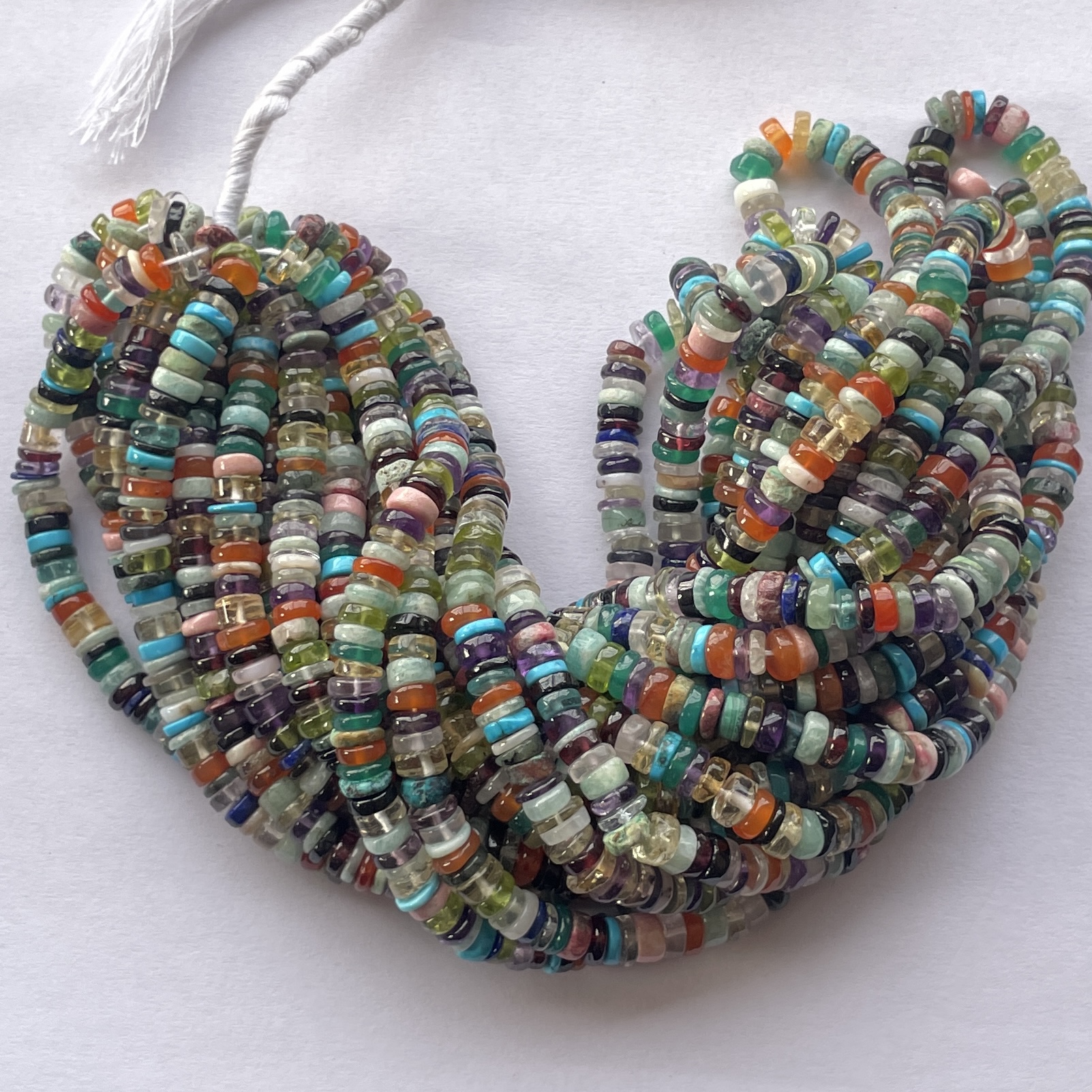 Shop 5mm 6mm Natural Multi Gemstone Stone Smooth Heishi Tyre Beads Strand Shop 5mm 6mm Natural Multi Gemstone Stone Smooth Heishi Tyre Beads Strand