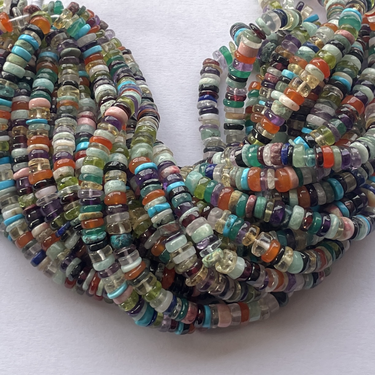 Shop 5mm 6mm Natural Multi Gemstone Stone Smooth Heishi Tyre Beads Strand Shop 5mm 6mm Natural Multi Gemstone Stone Smooth Heishi Tyre Beads Strand