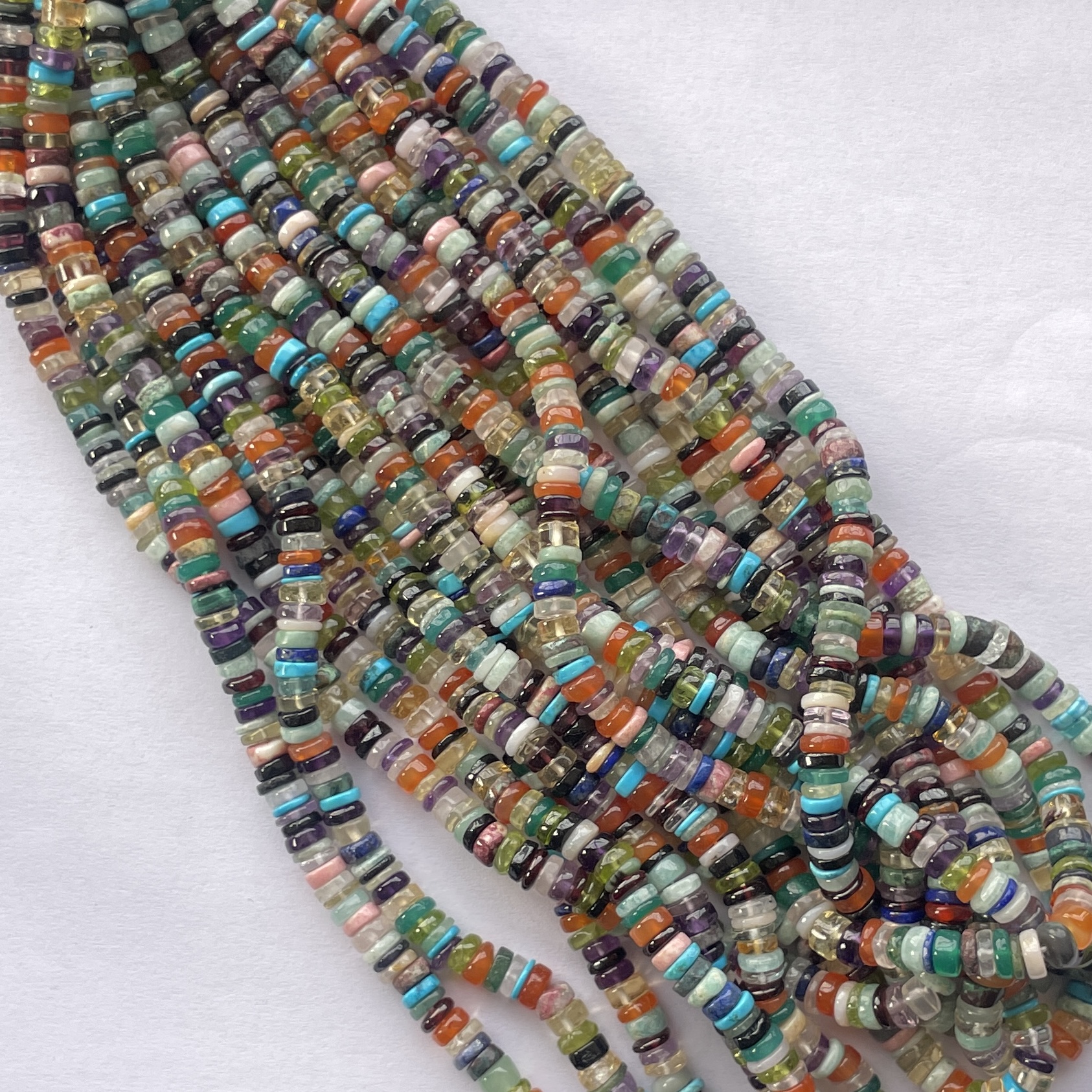Shop 5mm 6mm Natural Multi Gemstone Stone Smooth Heishi Tyre Beads Strand Shop 5mm 6mm Natural Multi Gemstone Stone Smooth Heishi Tyre Beads Strand