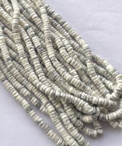 Shop 5mm 6mm Natural White Howlite Stone Smooth Heishi Tyre Beads Strand