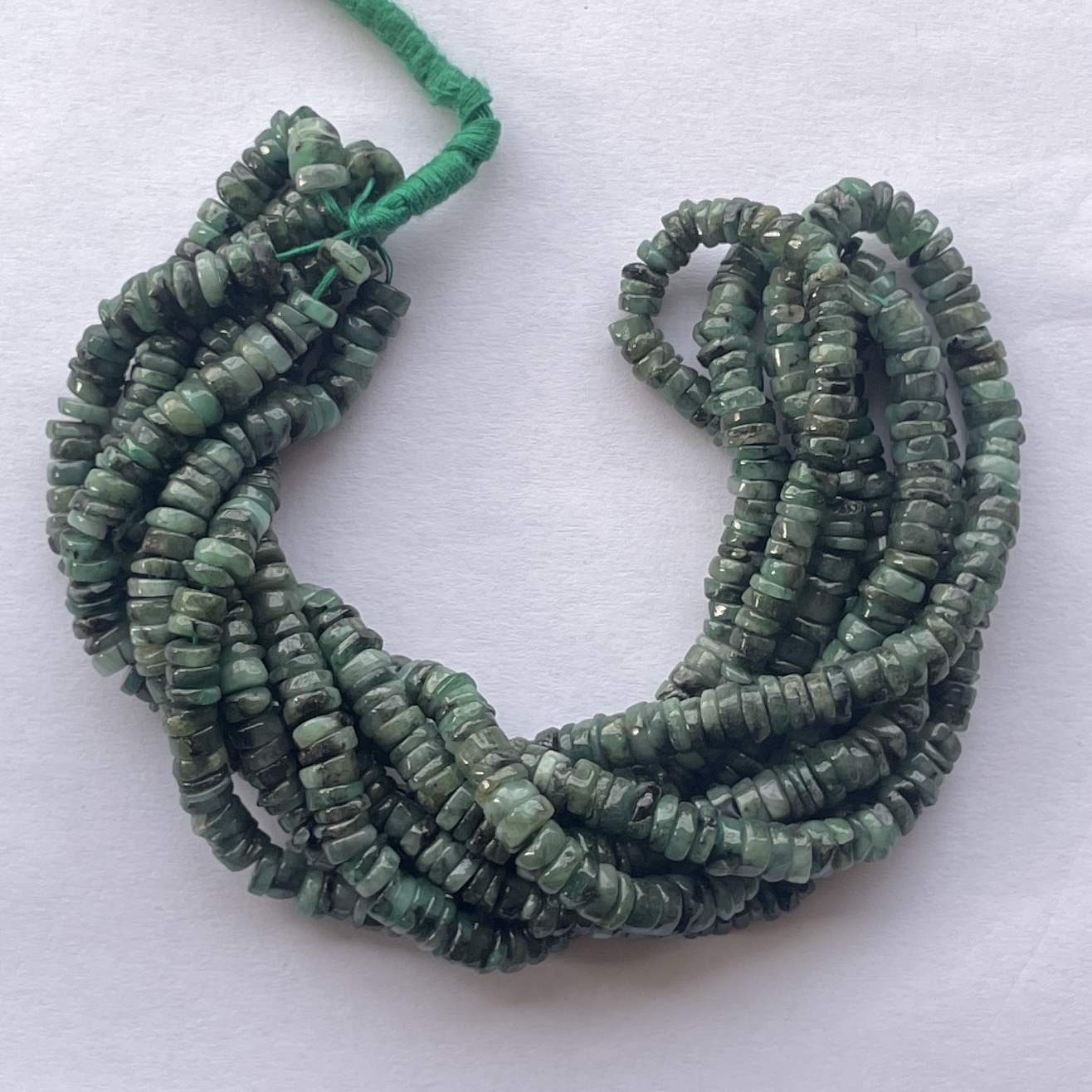 Shop 5mm 6mm Natural Emerald Stone Smooth Heishi Tyre Beads Strand Shop 5mm 6mm Natural Emerald Stone Smooth Heishi Tyre Beads Strand