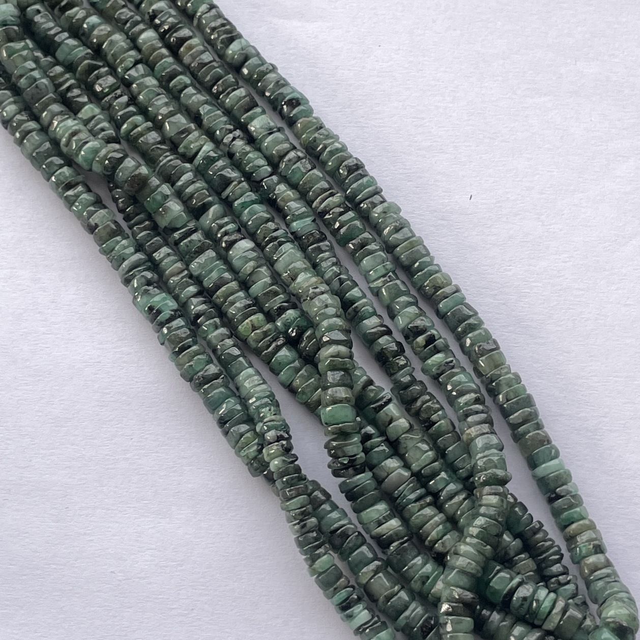 Shop 5mm 6mm Natural Emerald Stone Smooth Heishi Tyre Beads Strand Shop 5mm 6mm Natural Emerald Stone Smooth Heishi Tyre Beads Strand