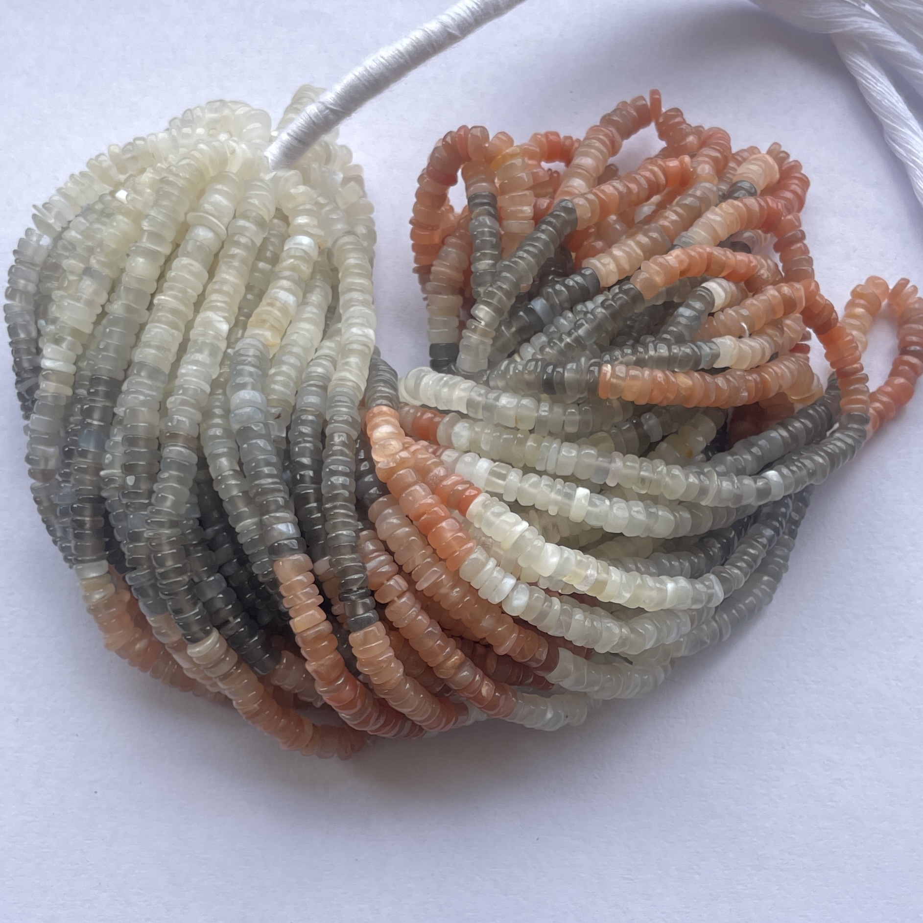 Shop 5mm 6mm Natural Multi Moonstone Stone Smooth Heishi Tyre Beads Strand Shop 5mm 6mm Natural Multi Moonstone Stone Smooth Heishi Tyre Beads Strand