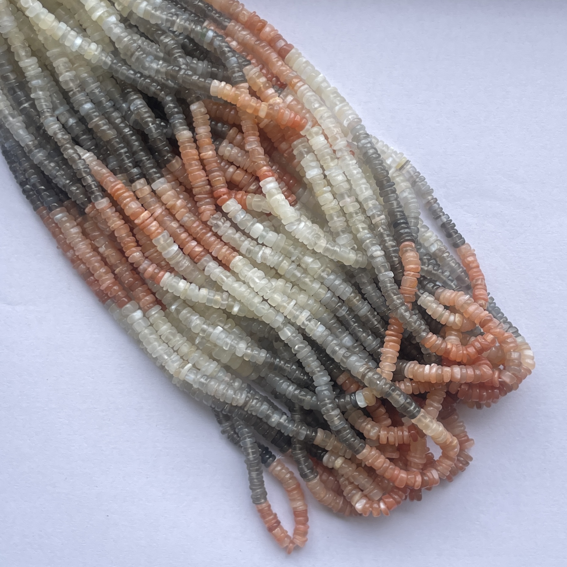Shop 5mm 6mm Natural Multi Moonstone Stone Smooth Heishi Tyre Beads Strand Shop 5mm 6mm Natural Multi Moonstone Stone Smooth Heishi Tyre Beads Strand
