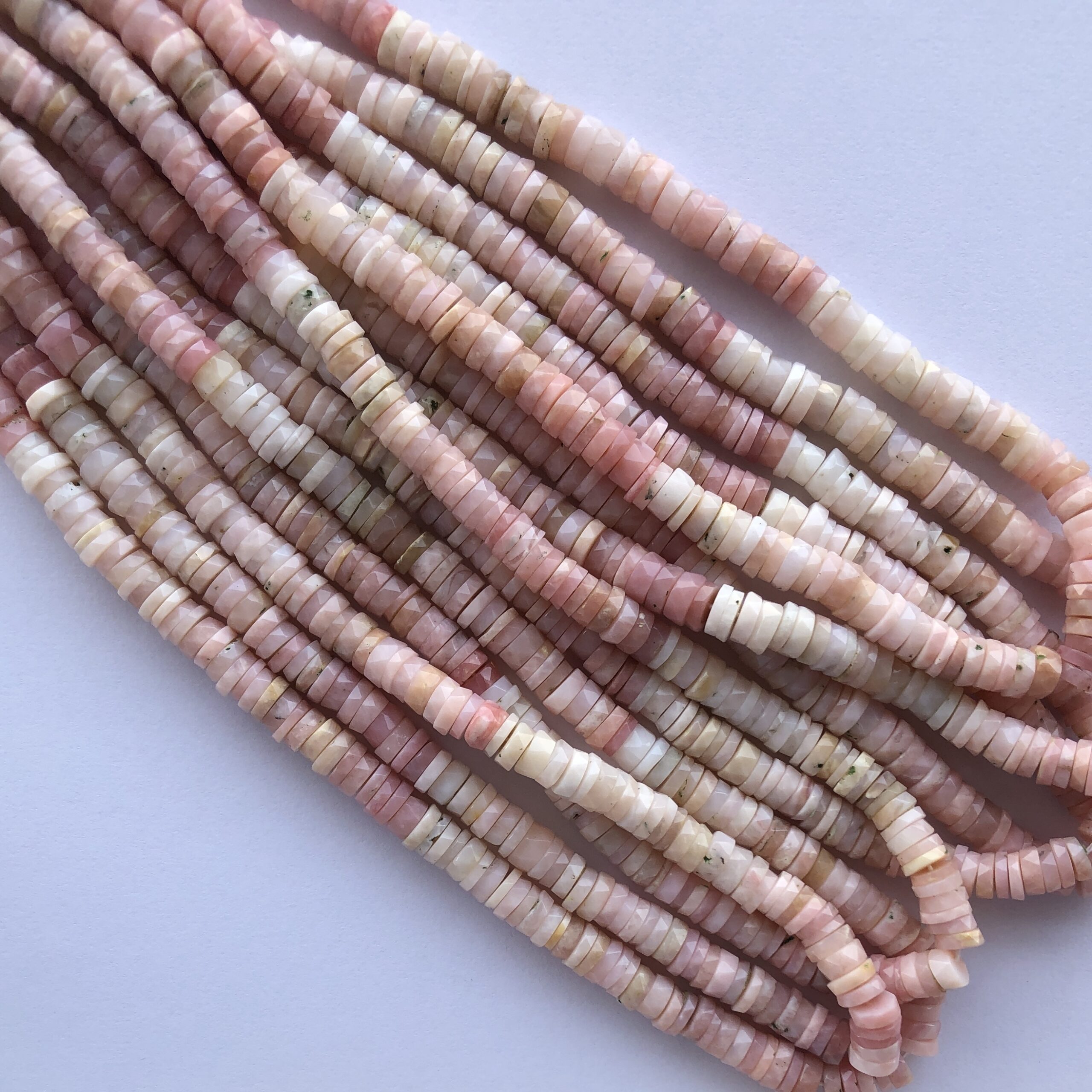 Shop 6mm 8mm Natural Peruvian Pink Opal Stone Faceted Heishi Tyre Beads Strand Shop 6mm 8mm Natural Peruvian Pink Opal Stone Faceted Heishi Tyre Beads Strand