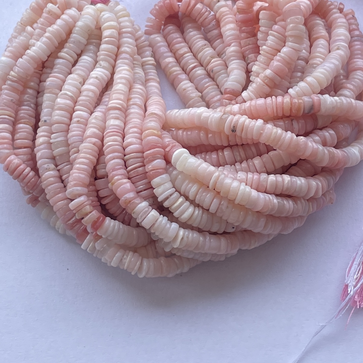 Shop 5mm 6mm Natural Peruvian Pink Opal Stone Smooth Heishi Tyre Beads Strand Shop 5mm 6mm Natural Peruvian Pink Opal Stone Smooth Heishi Tyre Beads Strand