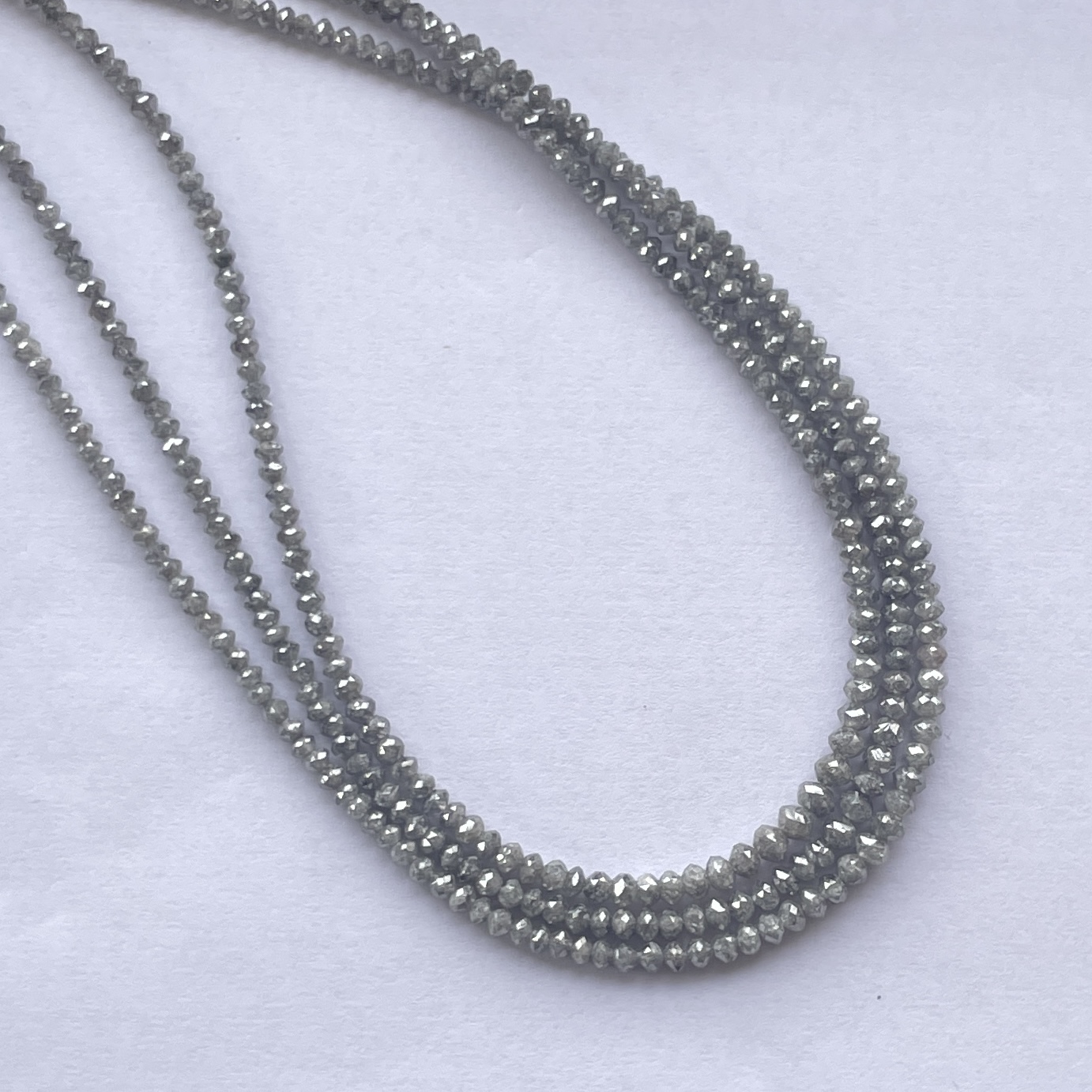 4mm Natural Gray Diamond Faceted Rondelle Beads Strand 4mm Natural Gray Diamond Faceted Rondelle Beads Strand