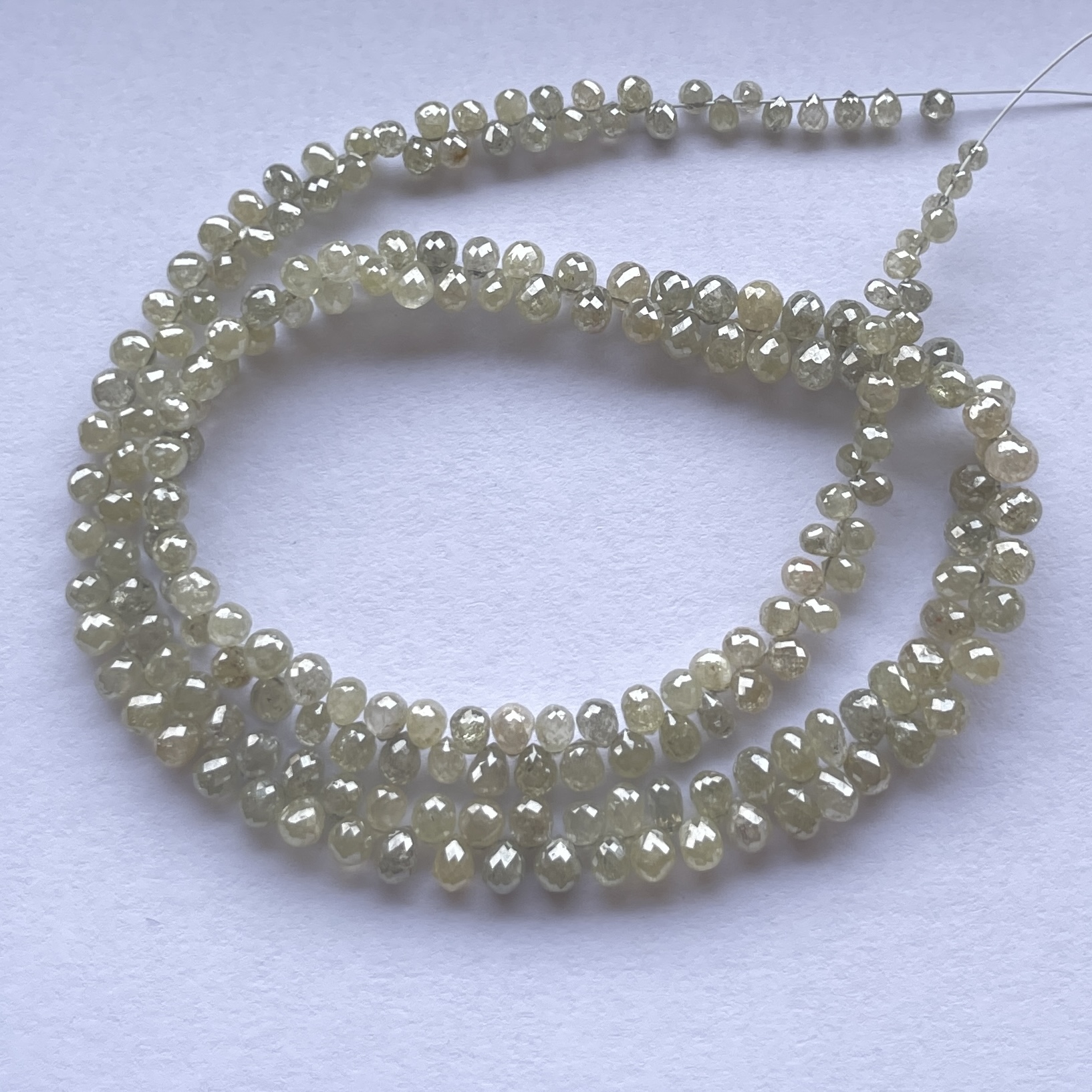 6mm Natural White Gray Milky Color Diamond Faceted Drops Briolette Beads Strand 6mm Natural White Gray Milky Color Diamond Faceted Drops Briolette Beads Strand