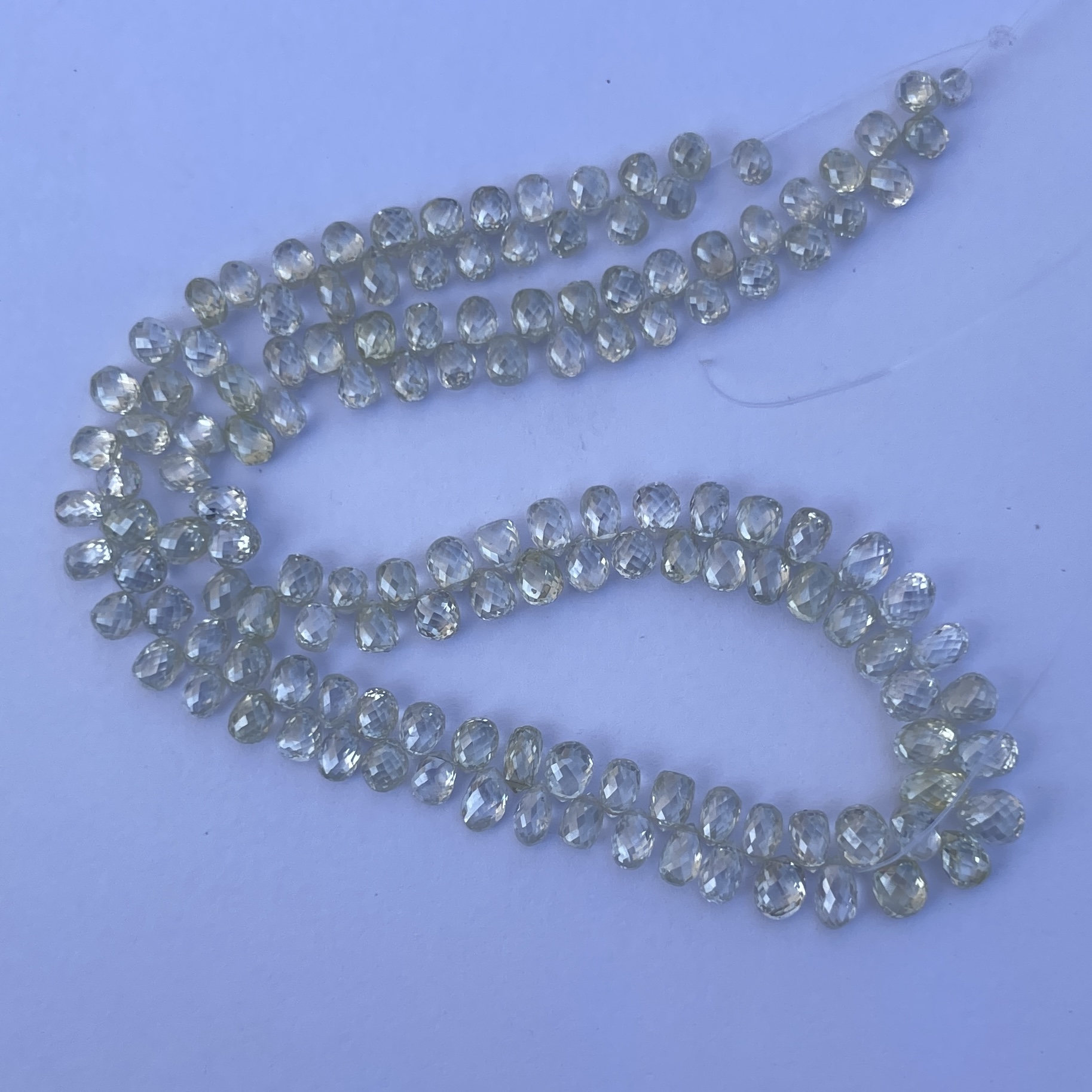 Shop 4mm 6mm Natural White Color Diamond Faceted Drops Briolette Beads Strand Shop 4mm 6mm Natural White Color Diamond Faceted Drops Briolette Beads Strand