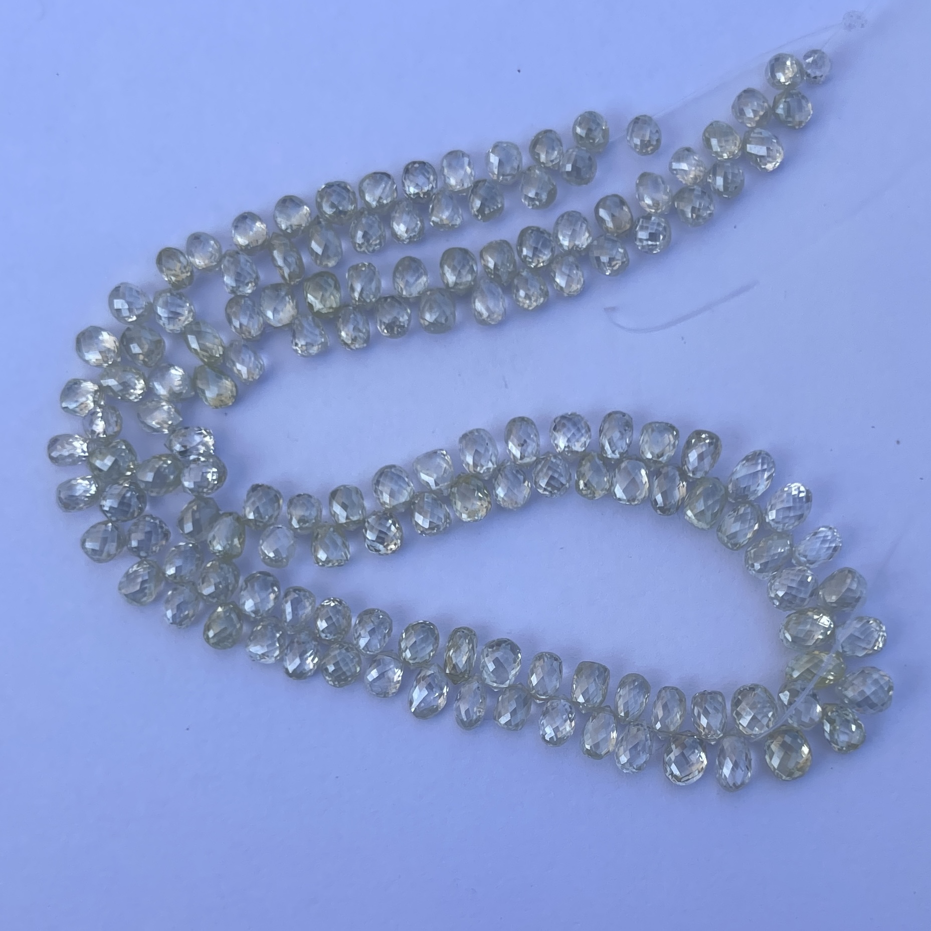 Shop 4mm 6mm Natural White Color Diamond Faceted Drops Briolette Beads Strand Shop 4mm 6mm Natural White Color Diamond Faceted Drops Briolette Beads Strand
