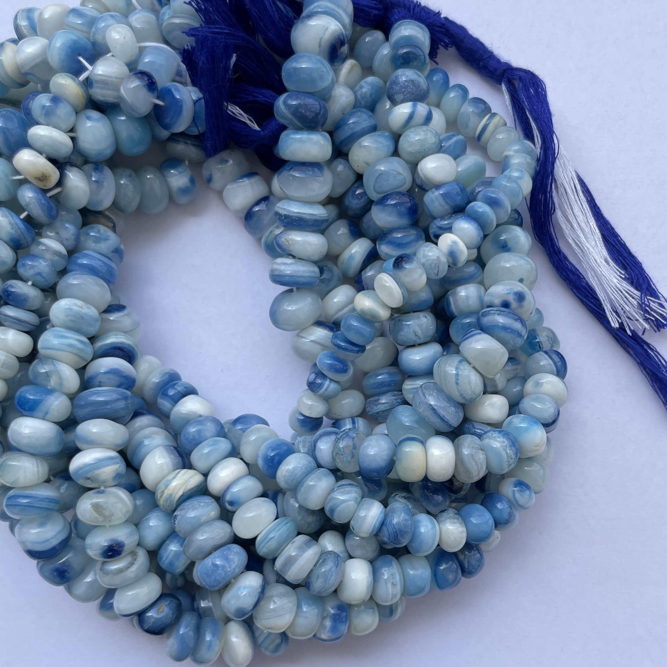 Shop 6mm 8mm Light Banded Blue Onyx Smooth Rondelle Beads Shop 6mm 8mm Light Banded Blue Onyx Smooth Rondelle Beads