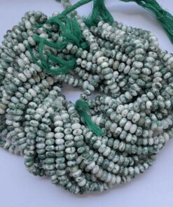 Shop 6mm 8mm Natural Moss Agate Stone Smooth Rondelle Bead